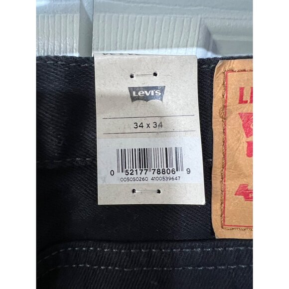 Levis Mens 505 Regular Fit Black Jeans W34 L34 100% Cotton Straight Leg Denim - Picture 6 of 10